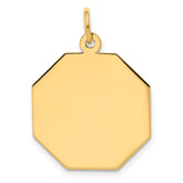 14K Plain .013 Gauge Engravable Octagonal Disc Charm